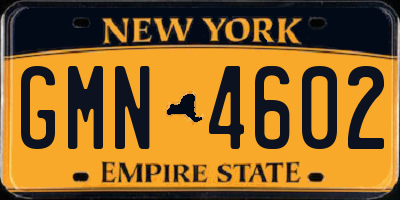 NY license plate GMN4602