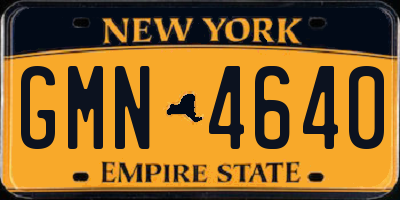 NY license plate GMN4640