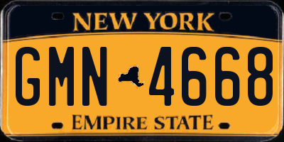 NY license plate GMN4668