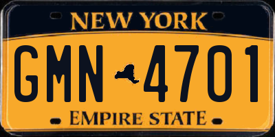NY license plate GMN4701