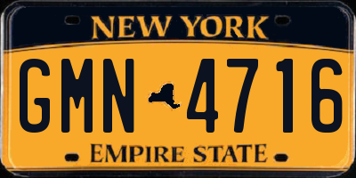 NY license plate GMN4716