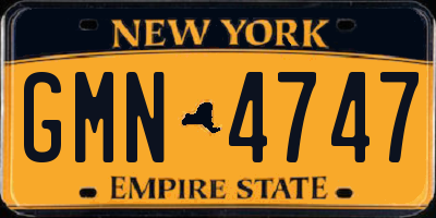 NY license plate GMN4747
