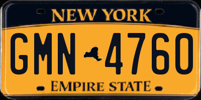 NY license plate GMN4760