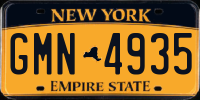NY license plate GMN4935