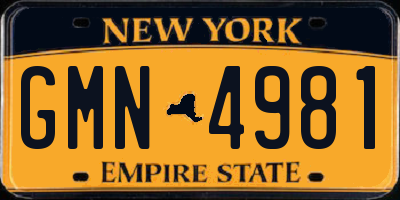 NY license plate GMN4981