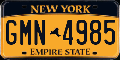 NY license plate GMN4985