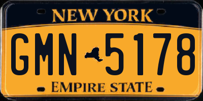 NY license plate GMN5178