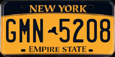 NY license plate GMN5208
