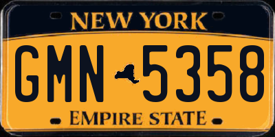 NY license plate GMN5358