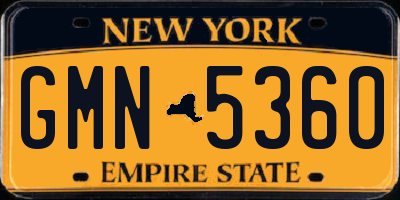 NY license plate GMN5360