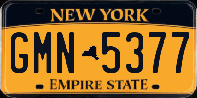 NY license plate GMN5377