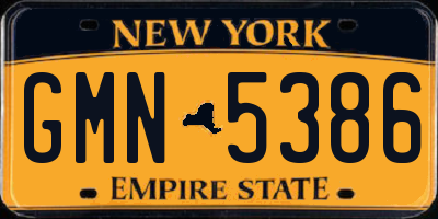 NY license plate GMN5386
