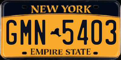 NY license plate GMN5403