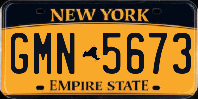 NY license plate GMN5673