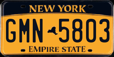 NY license plate GMN5803