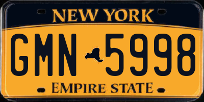 NY license plate GMN5998