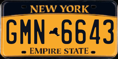 NY license plate GMN6643