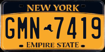 NY license plate GMN7419