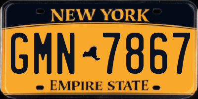 NY license plate GMN7867