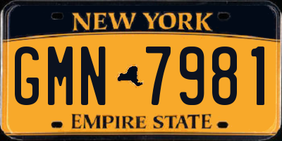 NY license plate GMN7981