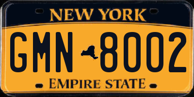 NY license plate GMN8002