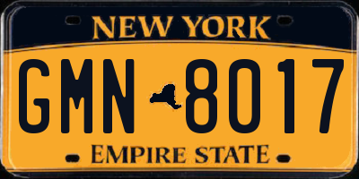 NY license plate GMN8017