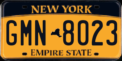NY license plate GMN8023