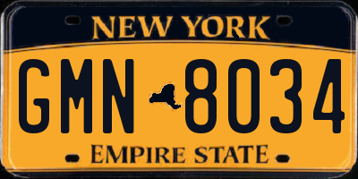 NY license plate GMN8034