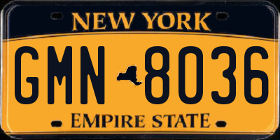 NY license plate GMN8036