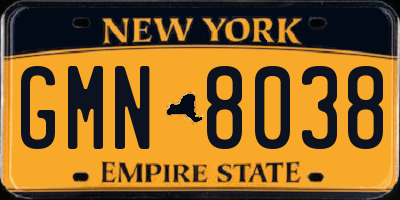 NY license plate GMN8038