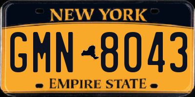 NY license plate GMN8043