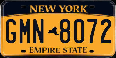 NY license plate GMN8072