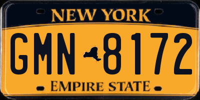 NY license plate GMN8172