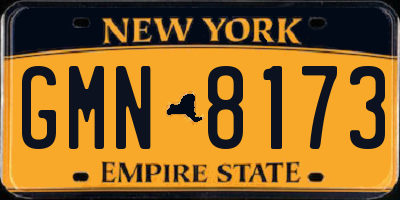NY license plate GMN8173