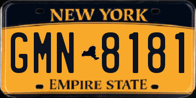 NY license plate GMN8181