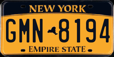 NY license plate GMN8194