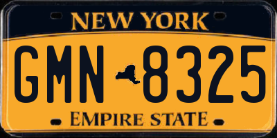 NY license plate GMN8325