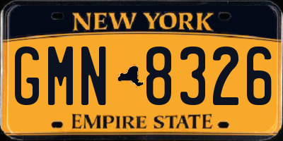 NY license plate GMN8326