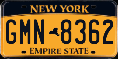 NY license plate GMN8362