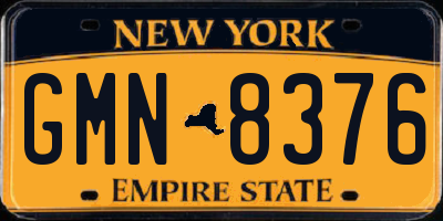 NY license plate GMN8376