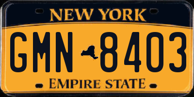 NY license plate GMN8403