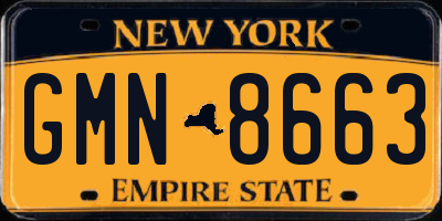 NY license plate GMN8663