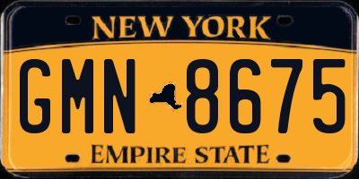 NY license plate GMN8675