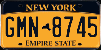 NY license plate GMN8745