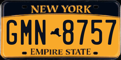 NY license plate GMN8757