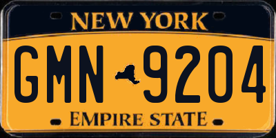 NY license plate GMN9204