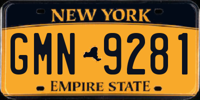 NY license plate GMN9281
