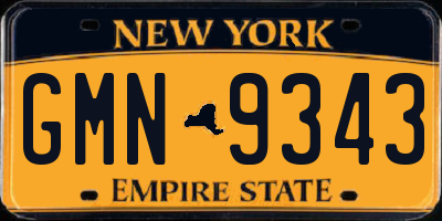 NY license plate GMN9343