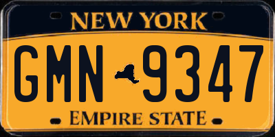 NY license plate GMN9347