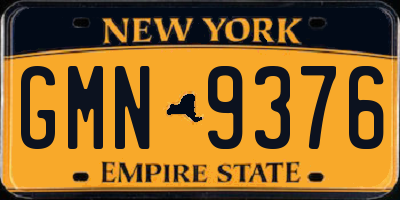 NY license plate GMN9376